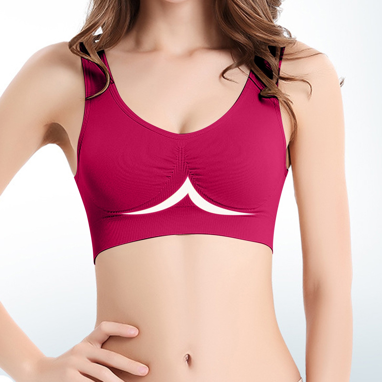 KUKOOSONG Padded Sports Bras for Women Seamless Yoga Bra Comfortable No Underwire Sleep Bra